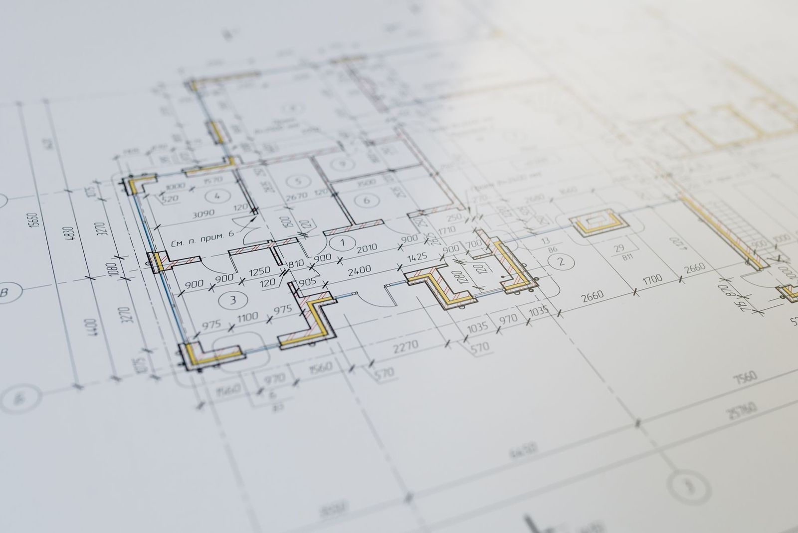 Plan d'étage coté servant de support aux études de maîtrise d'œuvre d'un aménagement